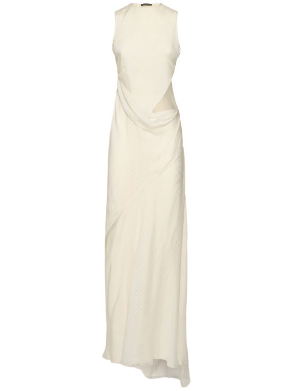 Leah Asymmetric Satin Long Dress