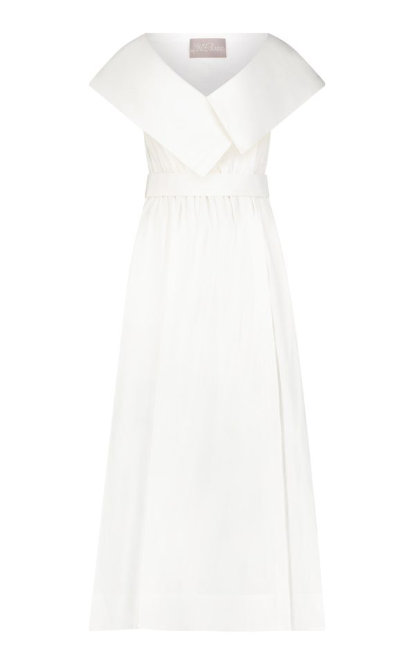 Lela Rose - Cotton-Blend Poplin Asymmetric Maxi Dress - Ivory - US 8 - Moda Operandi