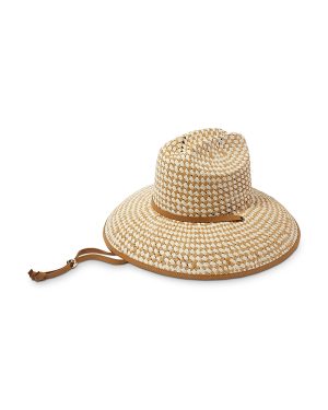Lele Sadoughi Checkered Straw Sun Hat