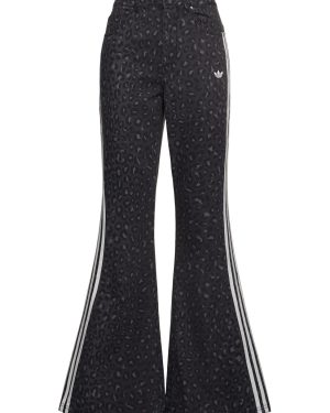 Leopard Print Denim Flared Pants