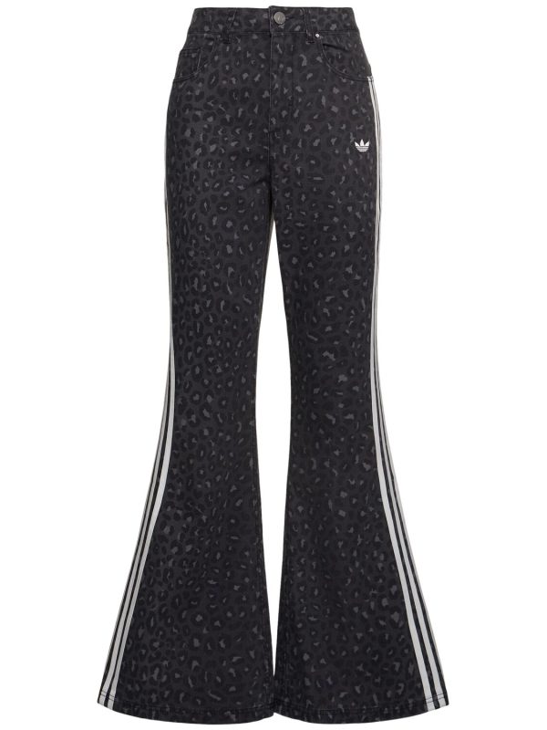 Leopard Print Denim Flared Pants