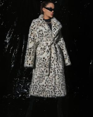 Leopard Print Faux Fur Coats Oversized Lapel Winter Belted Long Jacket For 2025