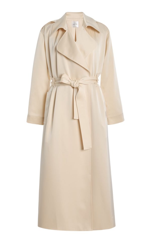 Leset - Barb Satin Trench Coat - Ivory - XS - Moda Operandi