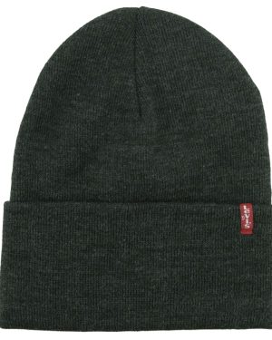 Levi's Dark Grey Slouchy Red Tab Beanie Hat