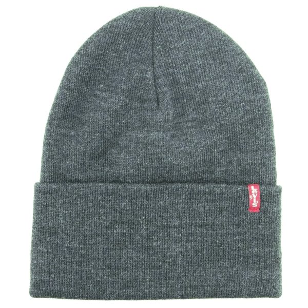 Levi's Grey Slouchy Red Tab Beanie Hat