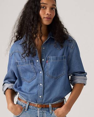 Levi's Teodora Lightweight Western Shirt - Women's - L - Blue