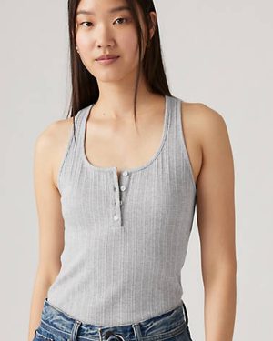 Levi's Vacationer Ribbed Tank Top - Women's - L - Grey