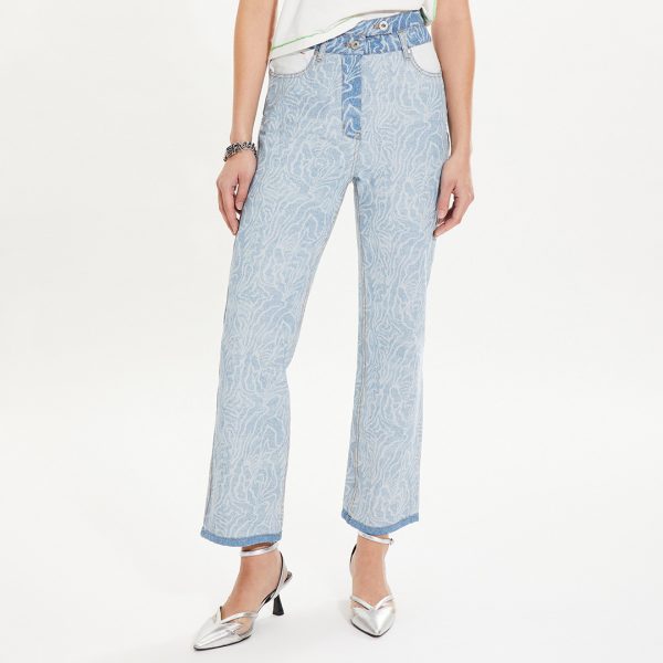 Light Blue Patterned Denim Jeans