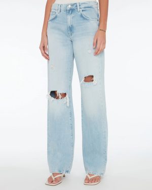 Light Blue Tess Straight Leg Ripped Jeans