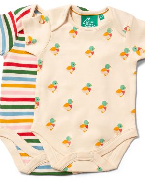 Little Green Radicals Little Ducks Organic Baby Bodysuit Set - Pack of 2