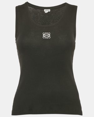 Loewe Black Anagram Embroidery Rib Knit Tank Top S