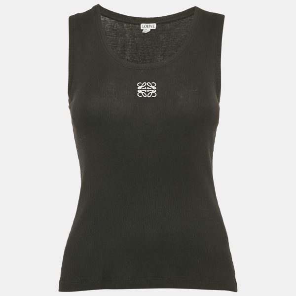 Loewe Black Anagram Embroidery Rib Knit Tank Top S