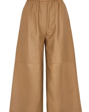 Loewe Cropped Leather Trousers - Camel - L
