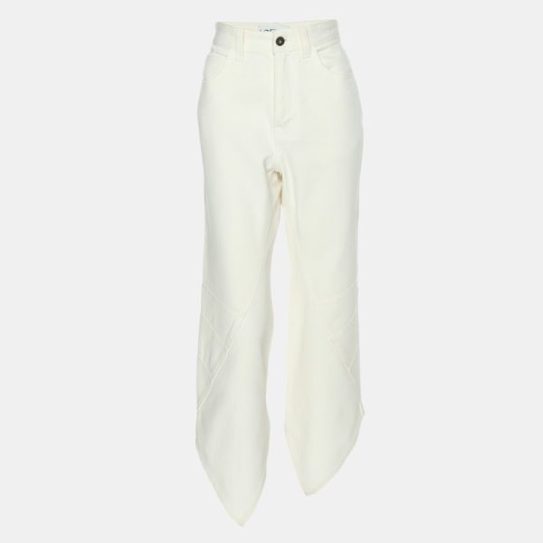 Loewe White Denim Asymmetric Hem Jeans S