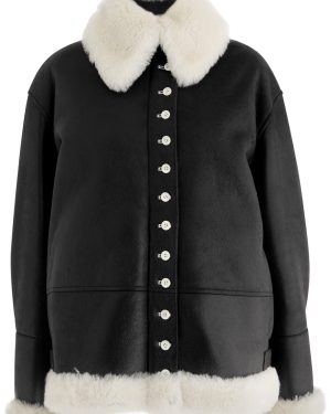 Loewe Womens Black & White Shearling Leather Jacket UK8/S - White And Black - 36 (UK8 / S)