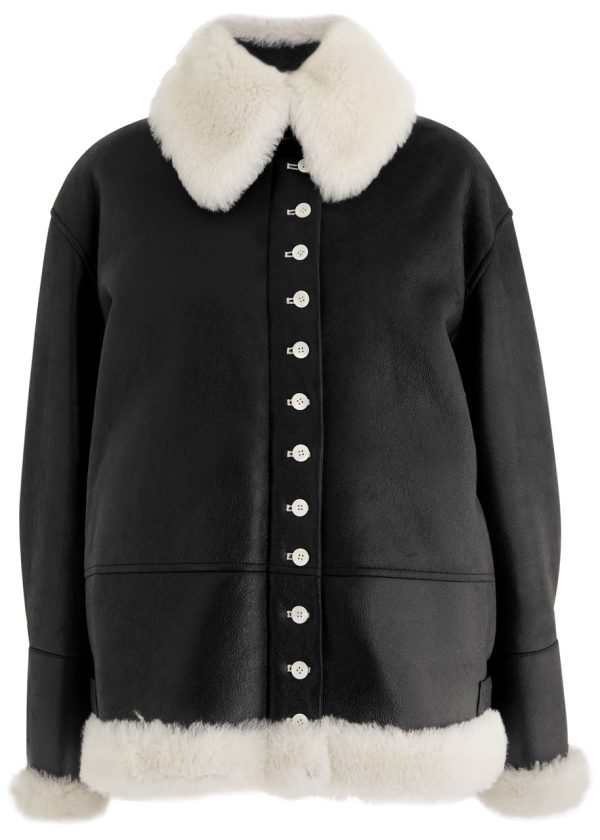 Loewe Womens Black & White Shearling Leather Jacket UK8/S - White And Black - 36 (UK8 / S)