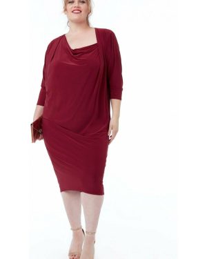 Loose Fit Midi Dress With Asymmetric Neck - Wine by Goddiva