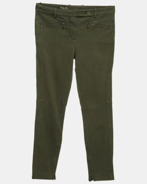 Loro Piana Khaki Green Stretch Cotton Skinny Jeggings M