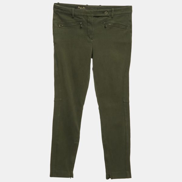 Loro Piana Khaki Green Stretch Cotton Skinny Jeggings M