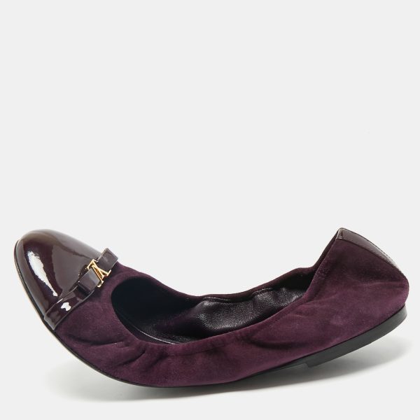 Louis Vuitton Purple Suede and Leather Cap Toe Elba Ballet Flats Size 39.5