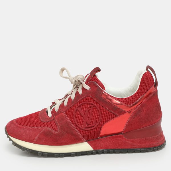 Louis Vuitton Red Leather and Mesh Run Away Low Top Sneakers Size 35.5