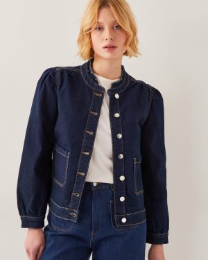 Louisa Frill Denim Jacket Blue