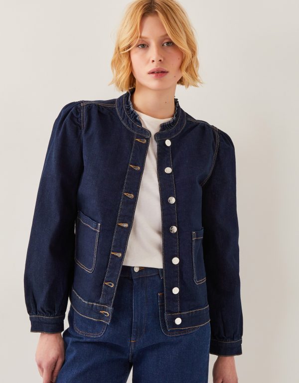 Louisa Frill Denim Jacket Blue