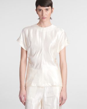 Loulou Studio Pero Blouse In Beige Linen