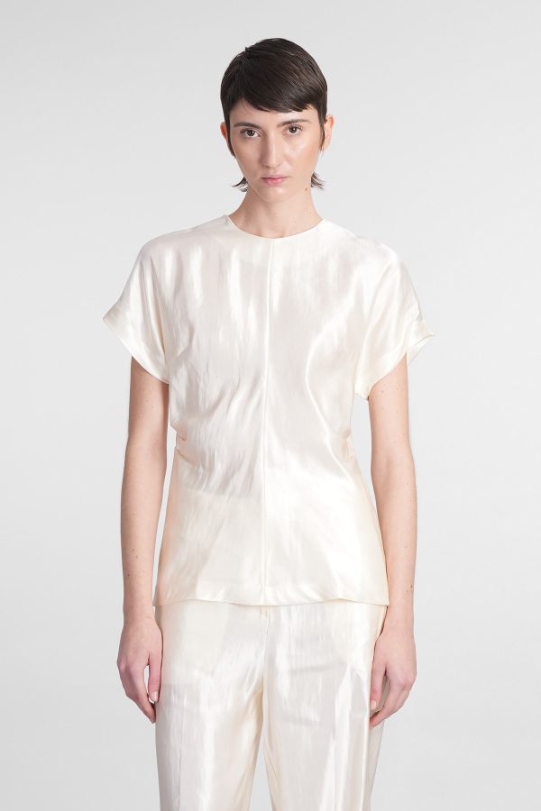 Loulou Studio Pero Blouse In Beige Linen