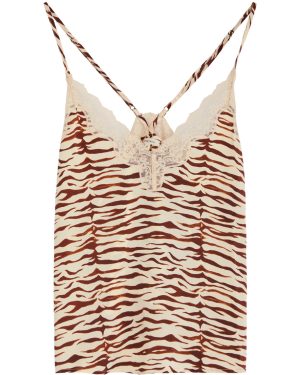 Love Stories Pip Zebra-print Silk-satin Camisole - Cream - L (UK14 / L)