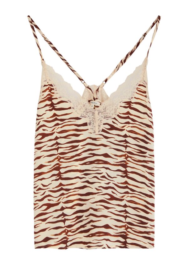 Love Stories Pip Zebra-print Silk-satin Camisole - Cream - L (UK14 / L)