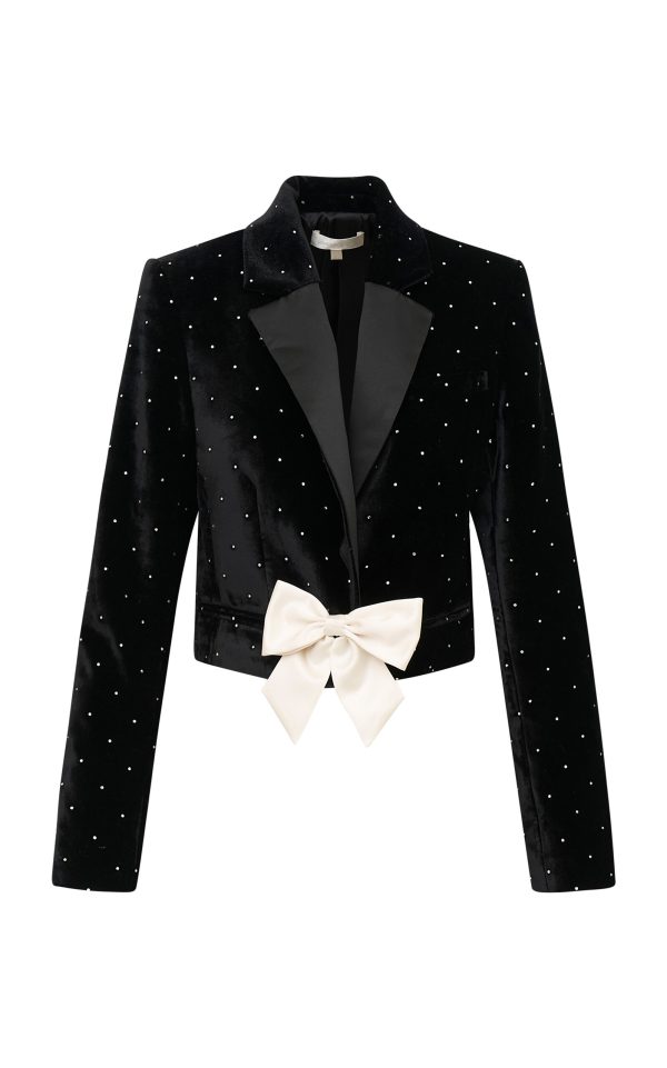 LoveShackFancy - Orlisa Crystal Embellished Velvet Jacket - Black - US 4 - Only At Moda Operandi