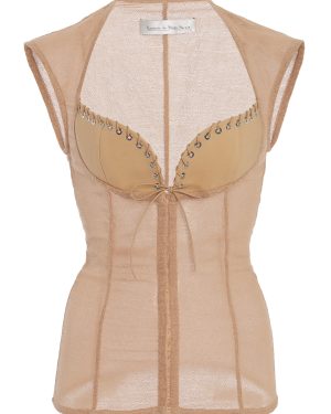 Ludovic de Saint Sernin - Robin Sheer Mesh Bustier Top - Neutral - S - Moda Operandi