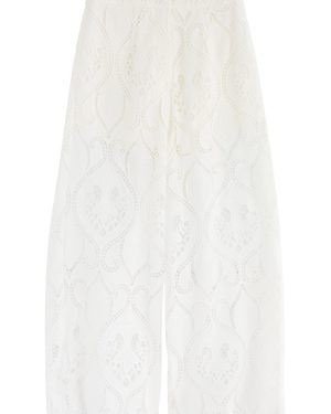 Lug Von Siga Karia Broderie Anglaise Cropped Trousers - Off White - 42 (UK14 / L)