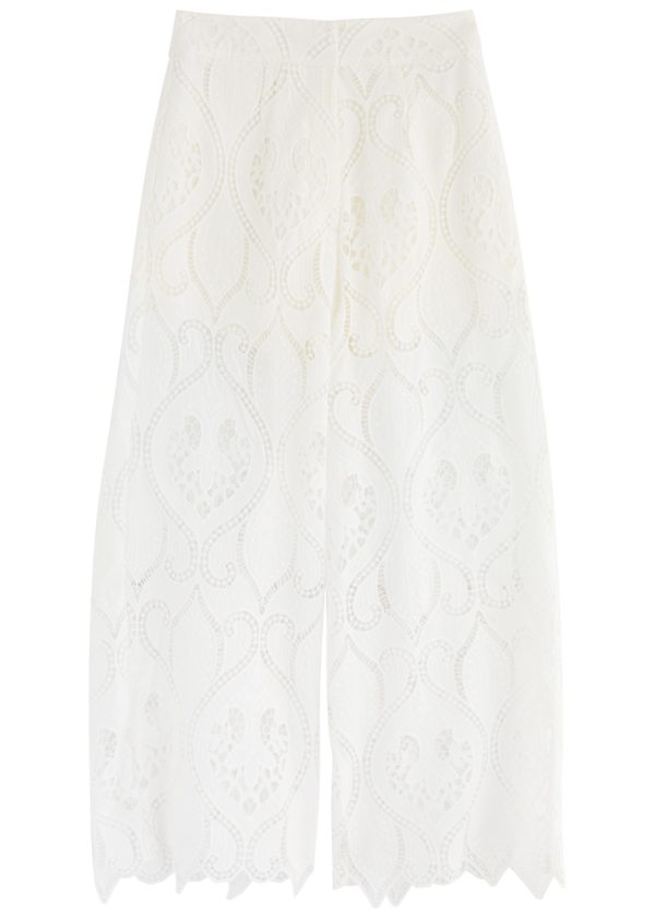 Lug Von Siga Karia Broderie Anglaise Cropped Trousers - Off White - 42 (UK14 / L)