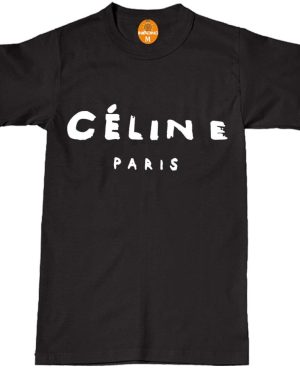 (M, BLACK) Celine Paris Women Fashion T Shirt Top