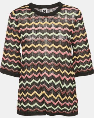 M Missoni Black Patterned Knit Sheer Top M