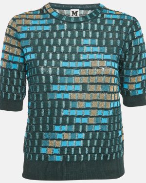 M Missoni Green/Blue Patterned Lurex Knit Top M