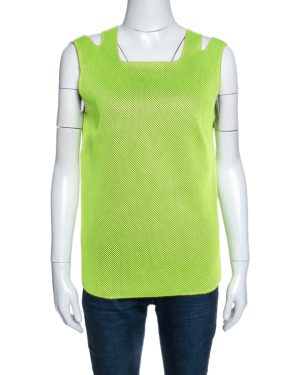 M Missoni Neon Green Mesh Knit Sleeveless Tank Top M