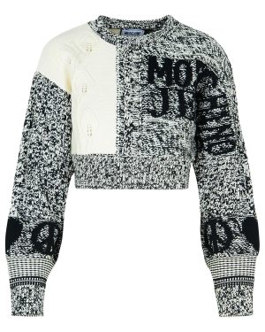 M05CH1N0 Jeans patch White Cotton Blend Sweater