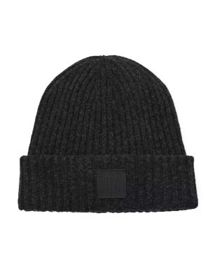 MARC JACOBS THE RIBBED DARK GREY BEANIE