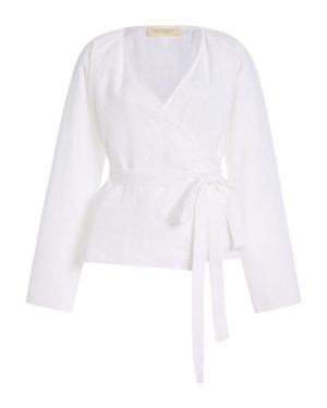 MARE PERPETUA - Linen Wrap Top - White - S - Moda Operandi