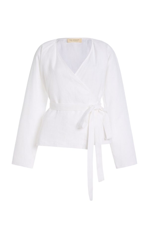 MARE PERPETUA - Linen Wrap Top - White - S - Moda Operandi