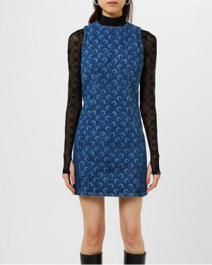 MARINE SERRE Deadstock Denim Mini Dress - Blue