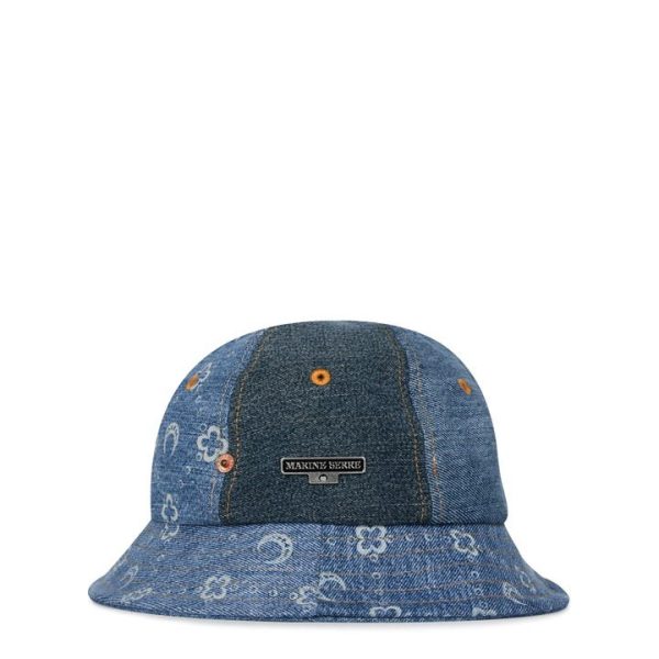 MARINE SERRE Patchwork Denim Bucket Hat - Blue