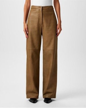 MAX MARA Leather Trousers - Brown