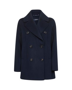 MAX MARA S | Blue double drap CABAN double-breasted pea coat | Women | 36