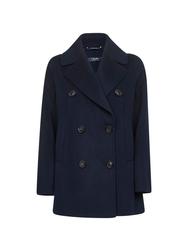 MAX MARA S | Blue double drap CABAN double-breasted pea coat | Women | 36