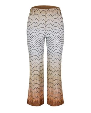 MISSONI Degrade Crochet-Knit Bootcut Trousers - Beige