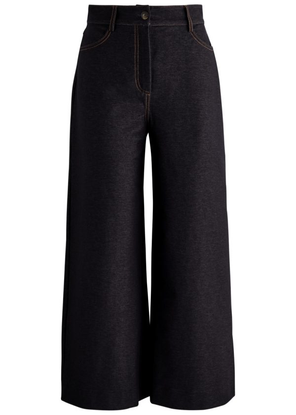 MM Fausto Chambray Flared-leg Trousers - Navy - L (UK14 / L)